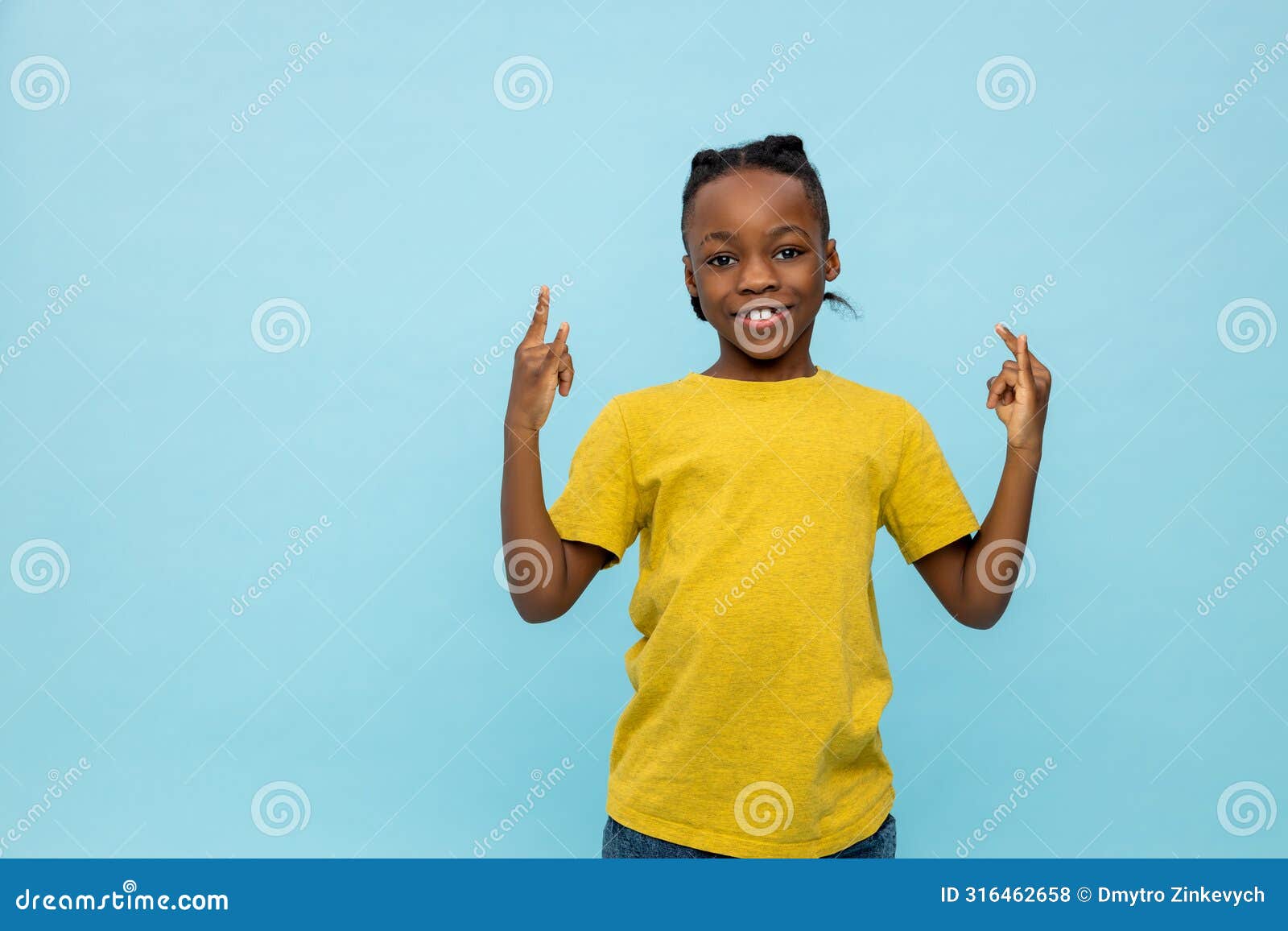 african american cute boy looking excited and contented