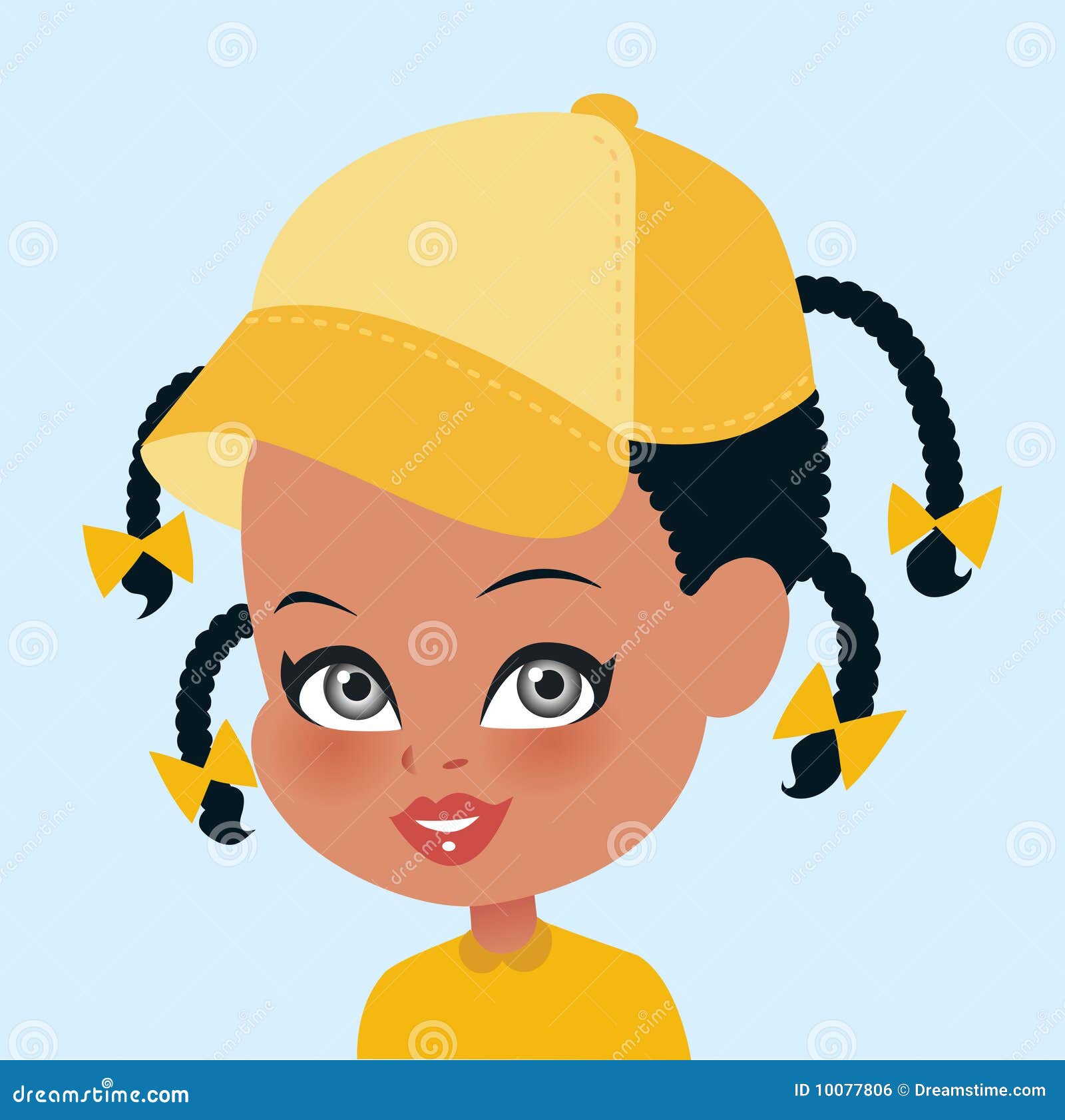 African American Girl Cartoon Portrait Illustratio Stock Illustration