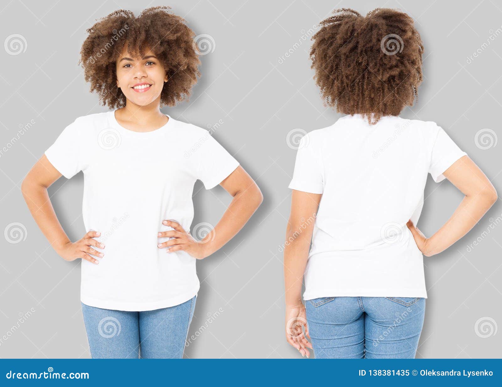 Download African American Girl In White T Shirt Template And Shadow ...