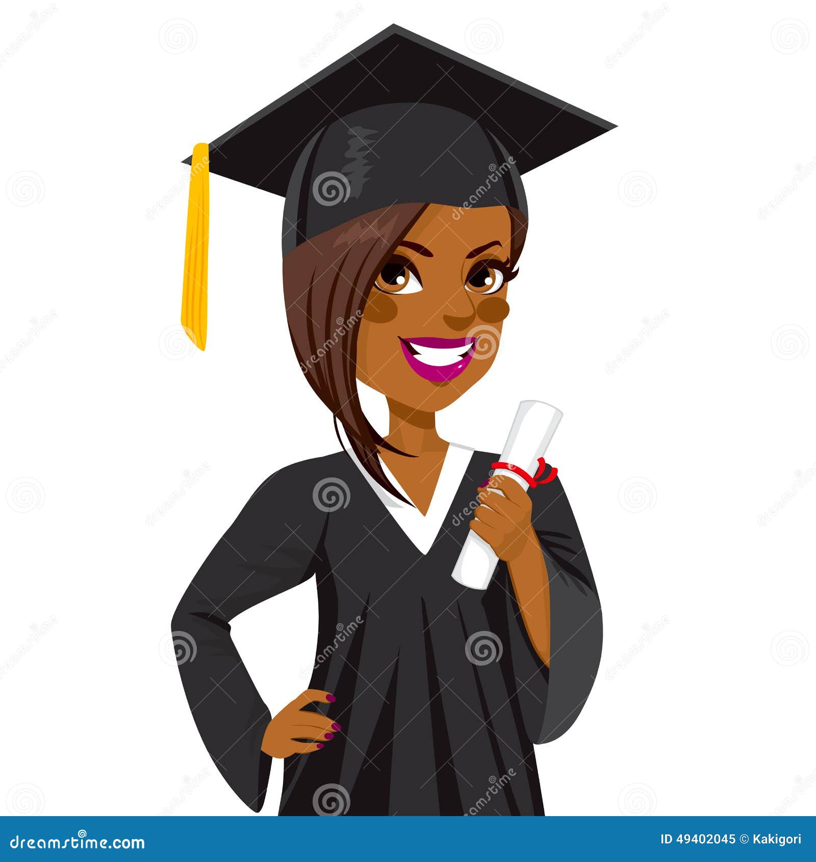 African American Graduation Girl Stock Vector - Illustration: 49402045