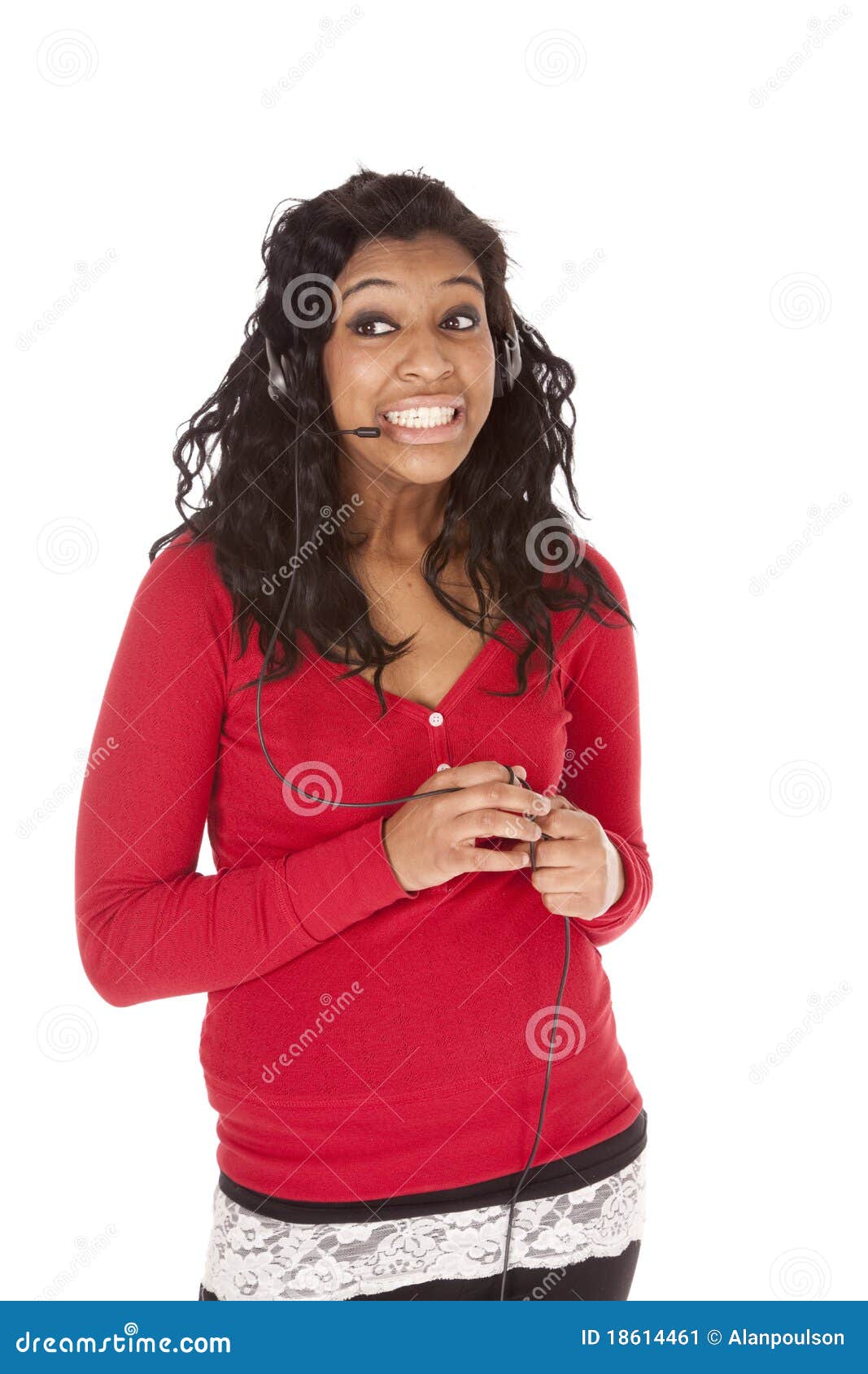 African American Headset Funny Face Stock Image Image of person, lady