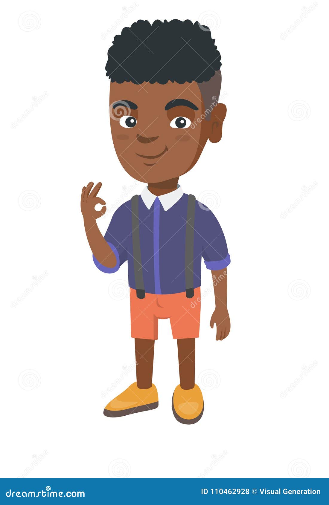 African-american Little Boy Showing Ok Sign. Stock Vector ...