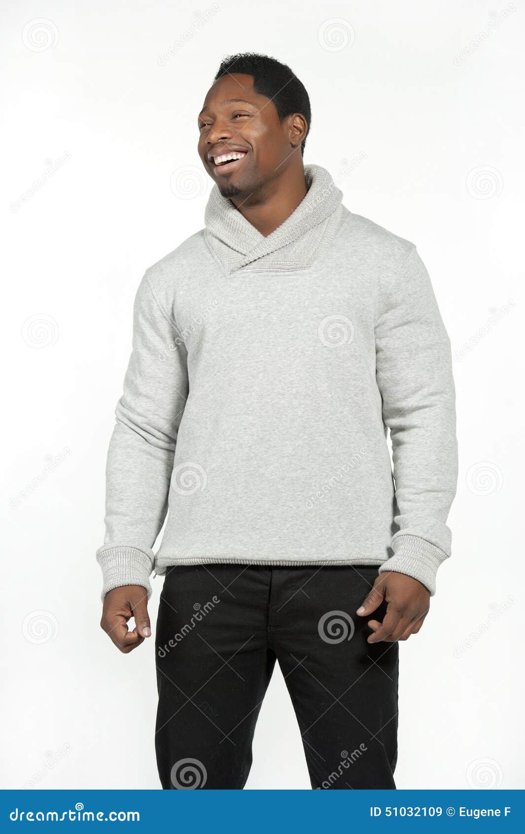 African American Male in Gray Sweater Stock Image - Image of slick ...