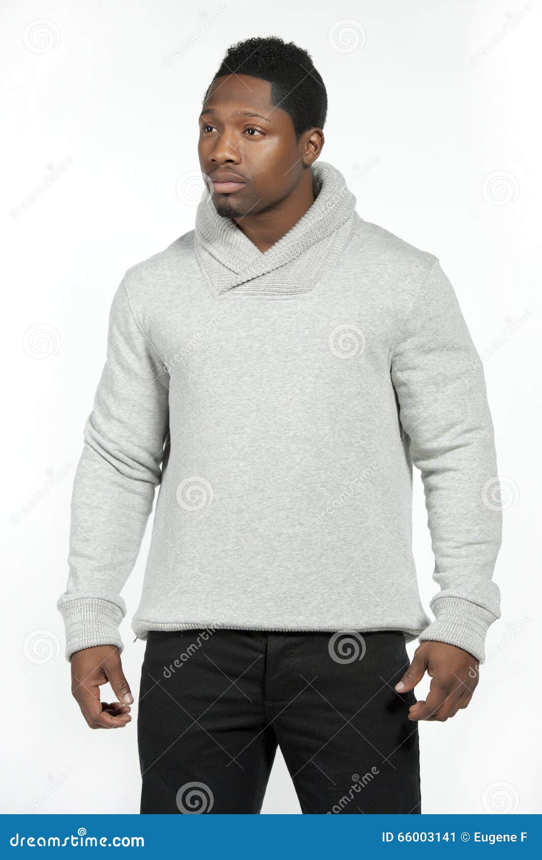 African American Male in Gray Sweater Stock Image - Image of fashion ...