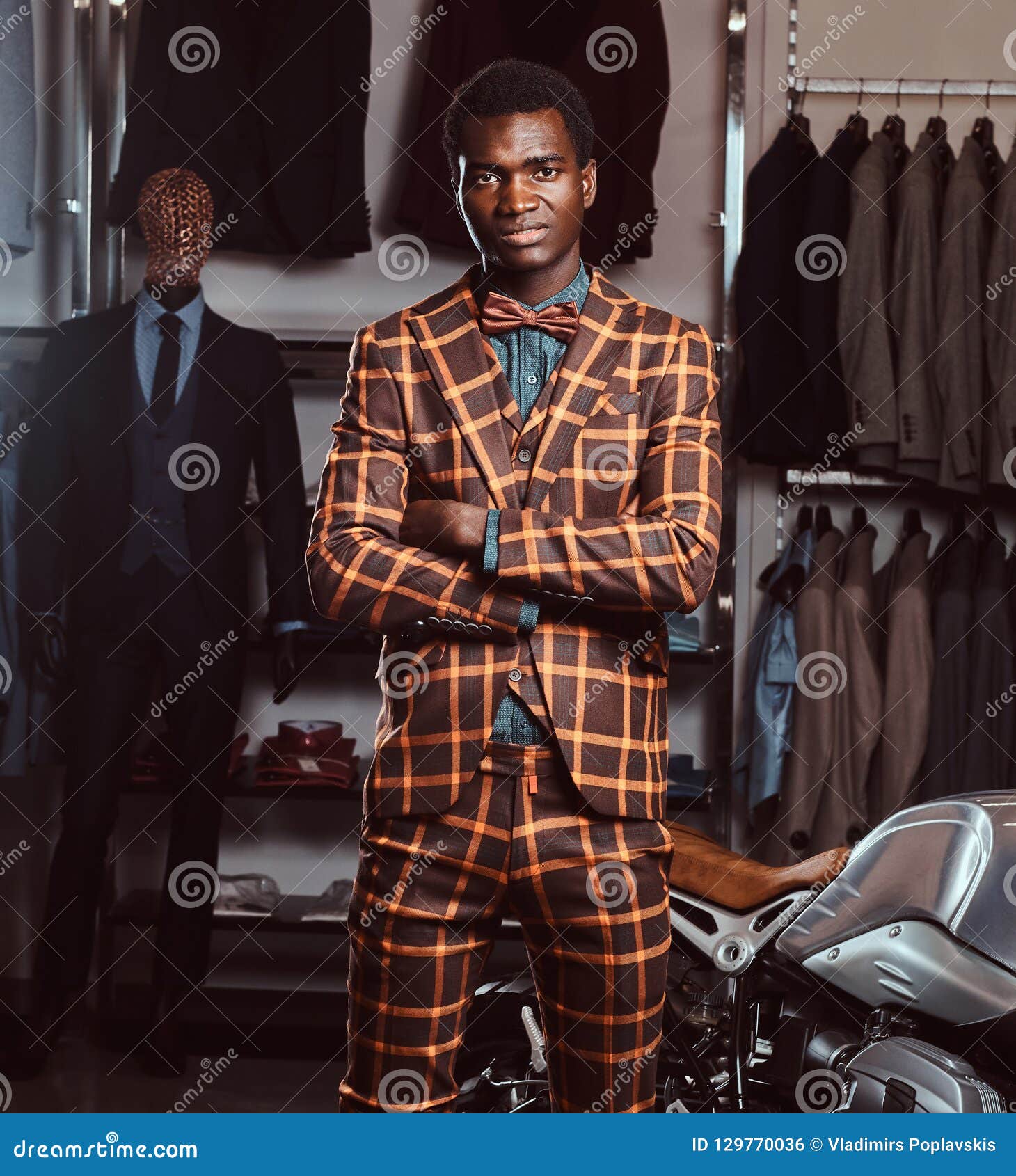 African-American Man Dressed in a Trendy Elegant Suit Posing with ...