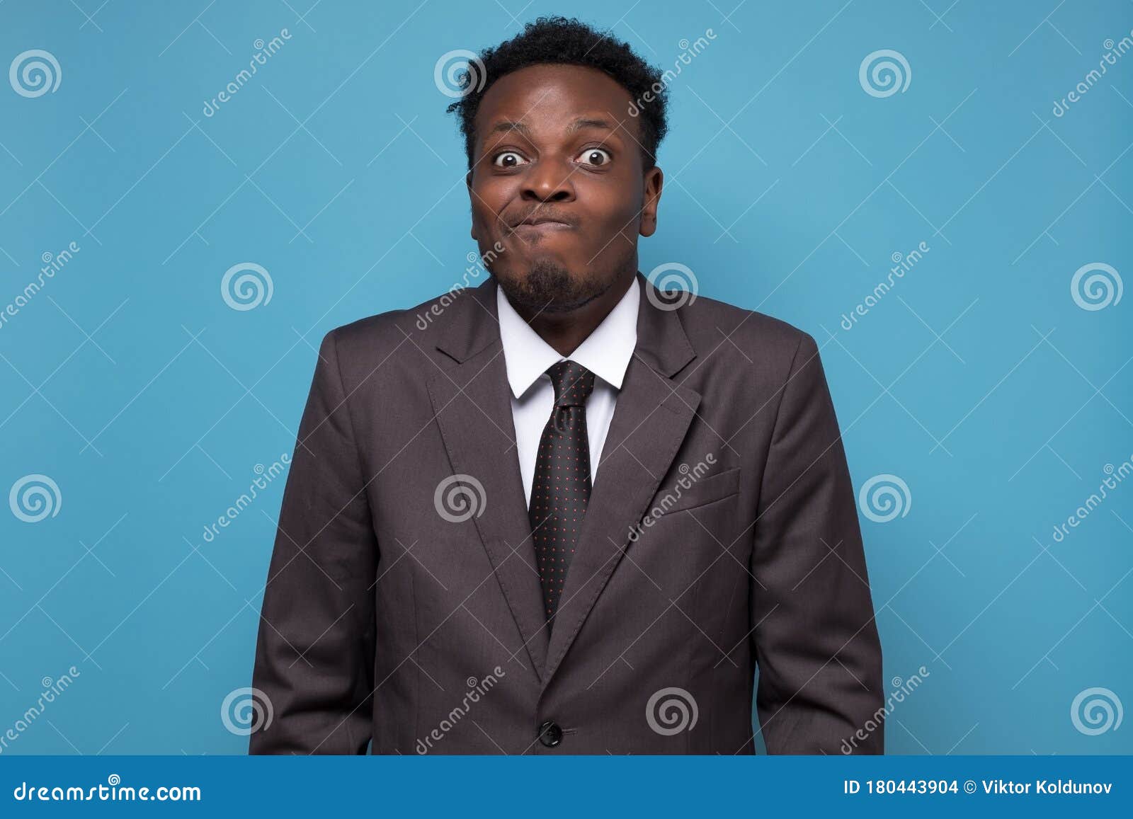 African American Man Holding Breathe Trying To Keep Information in ...