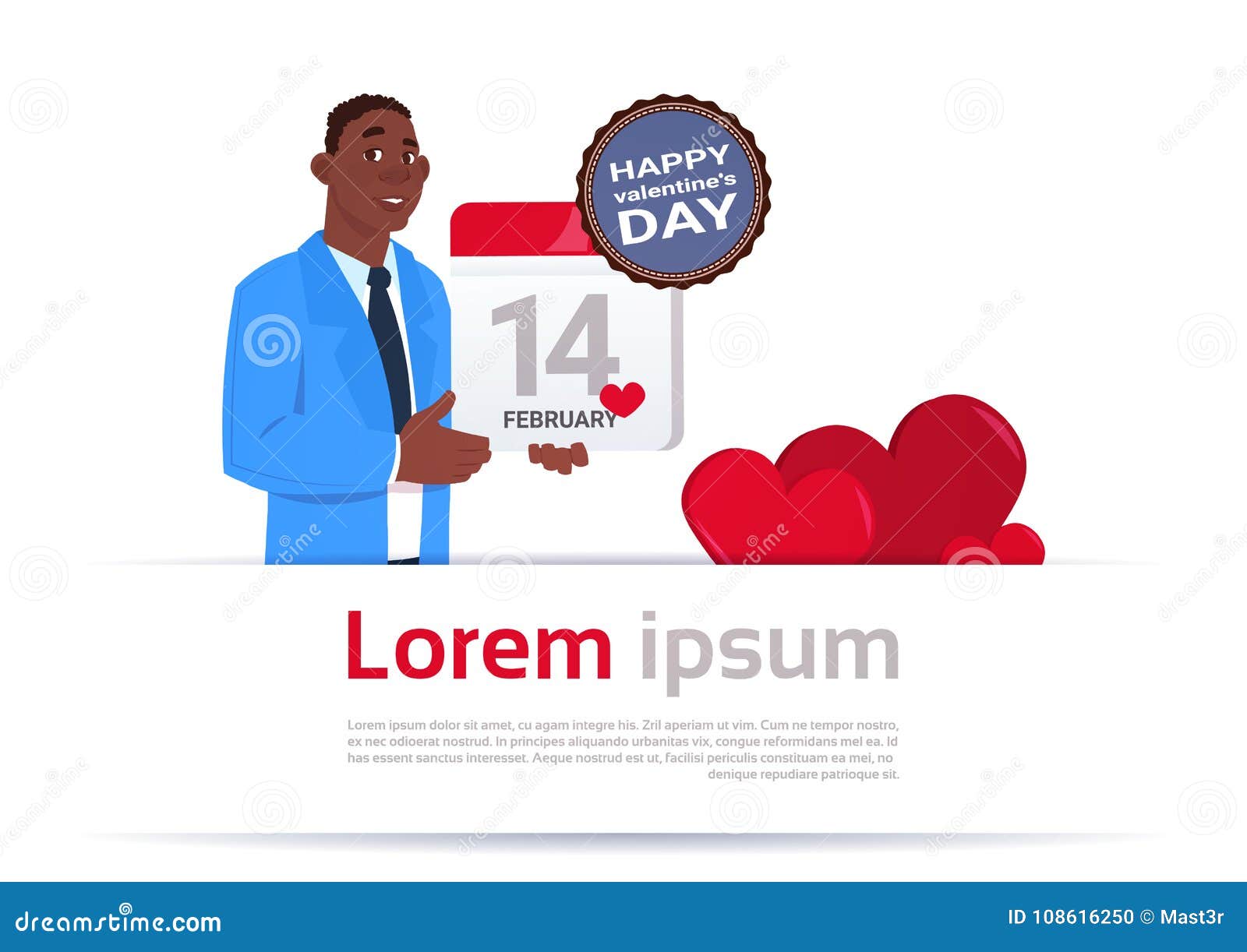 African American Man Holding Calendar Page 14 February Happy Valentines ...