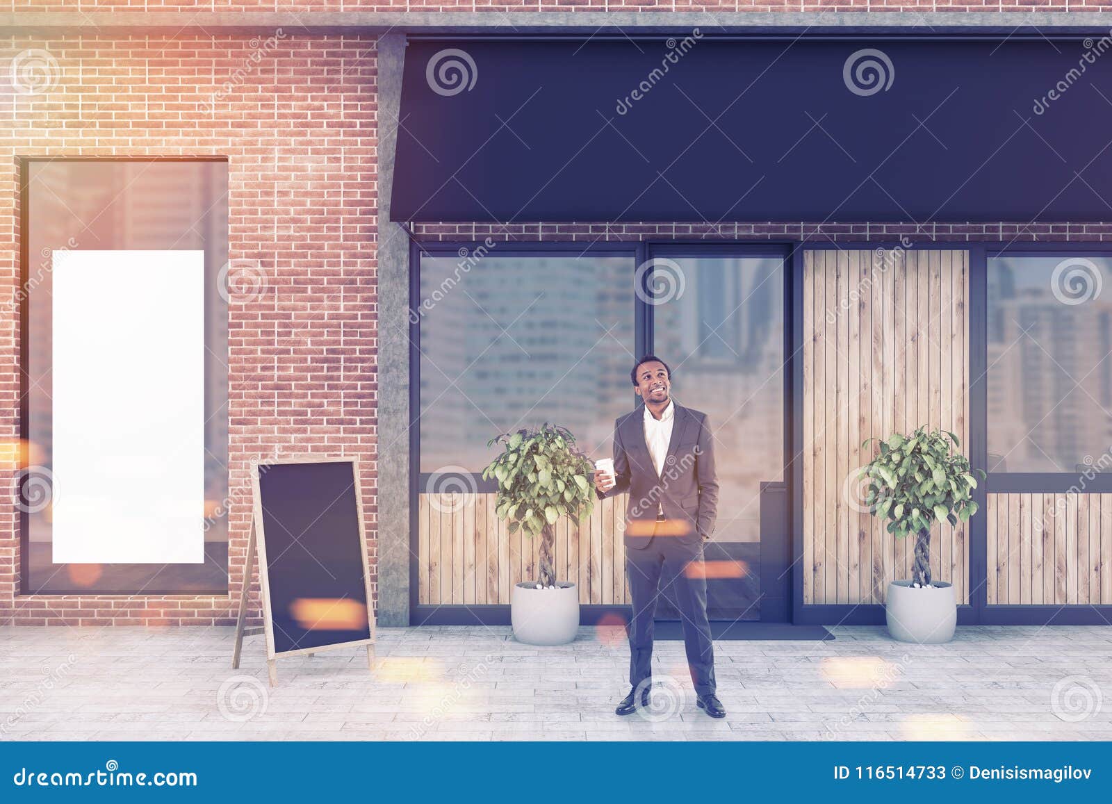 Download African American Man Near A Restaurant, Mock Up Stock ...