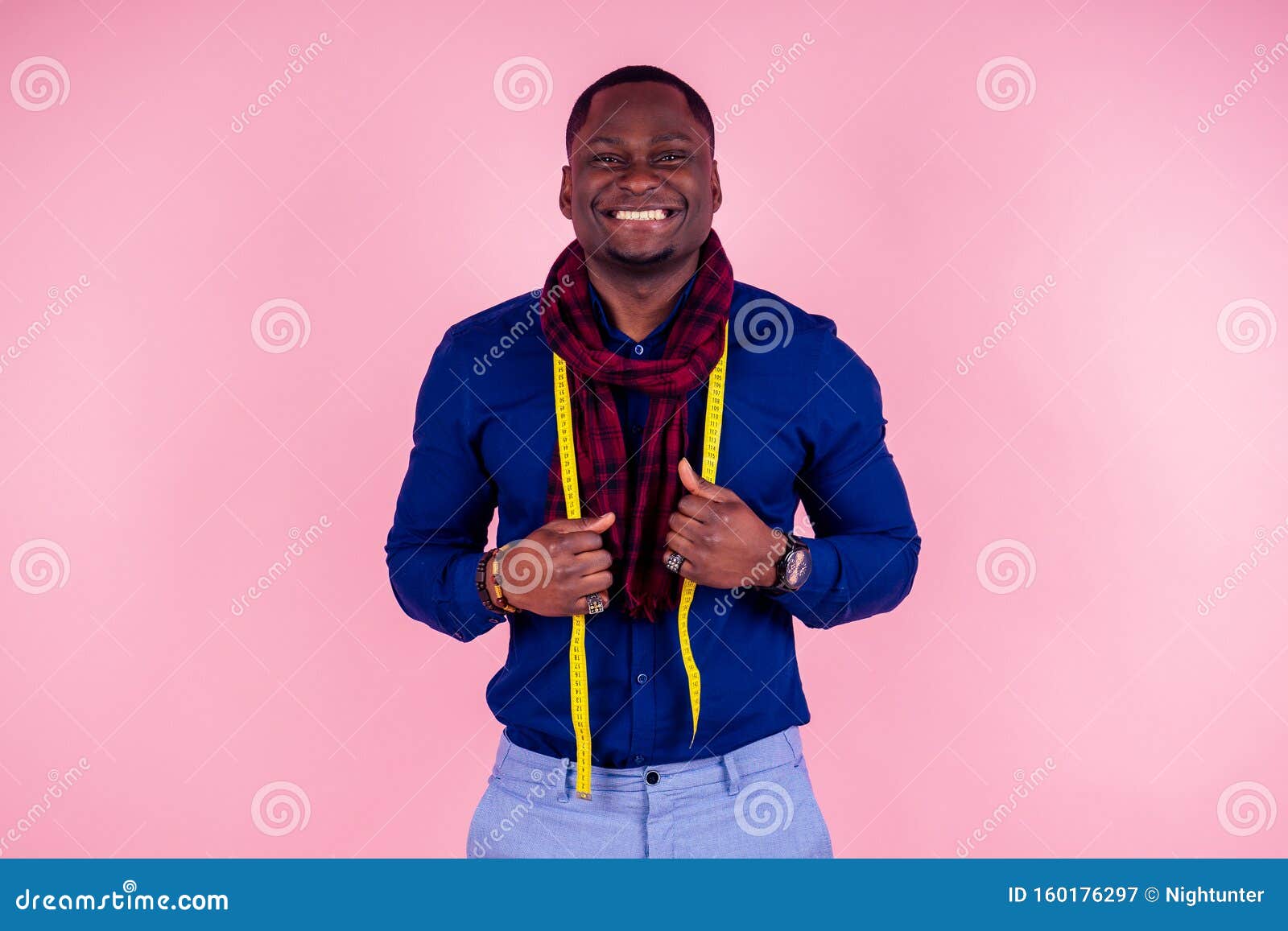 African American Man Working in a Tailor Seamstress Workshop Stylish ...