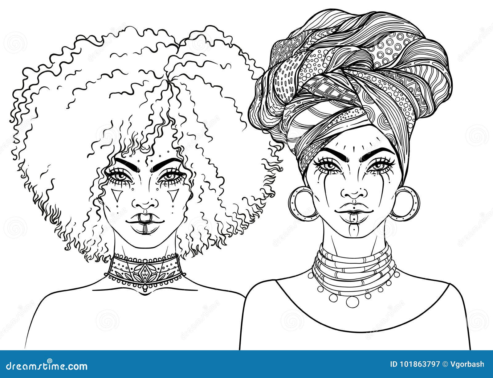 African American Pretty Girl. Vector Illustration of Black Woman Stock ...