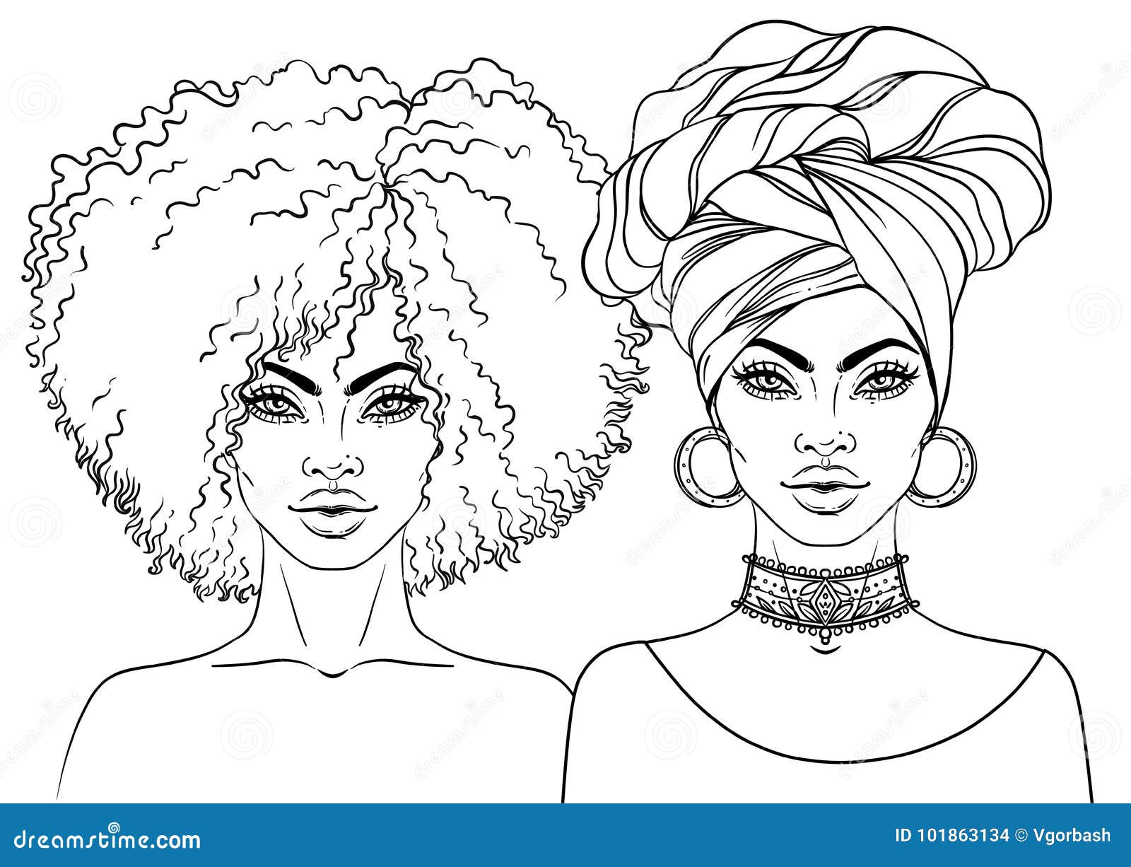 African American Pretty Girl. Vector Illustration of Black Woman Stock ...