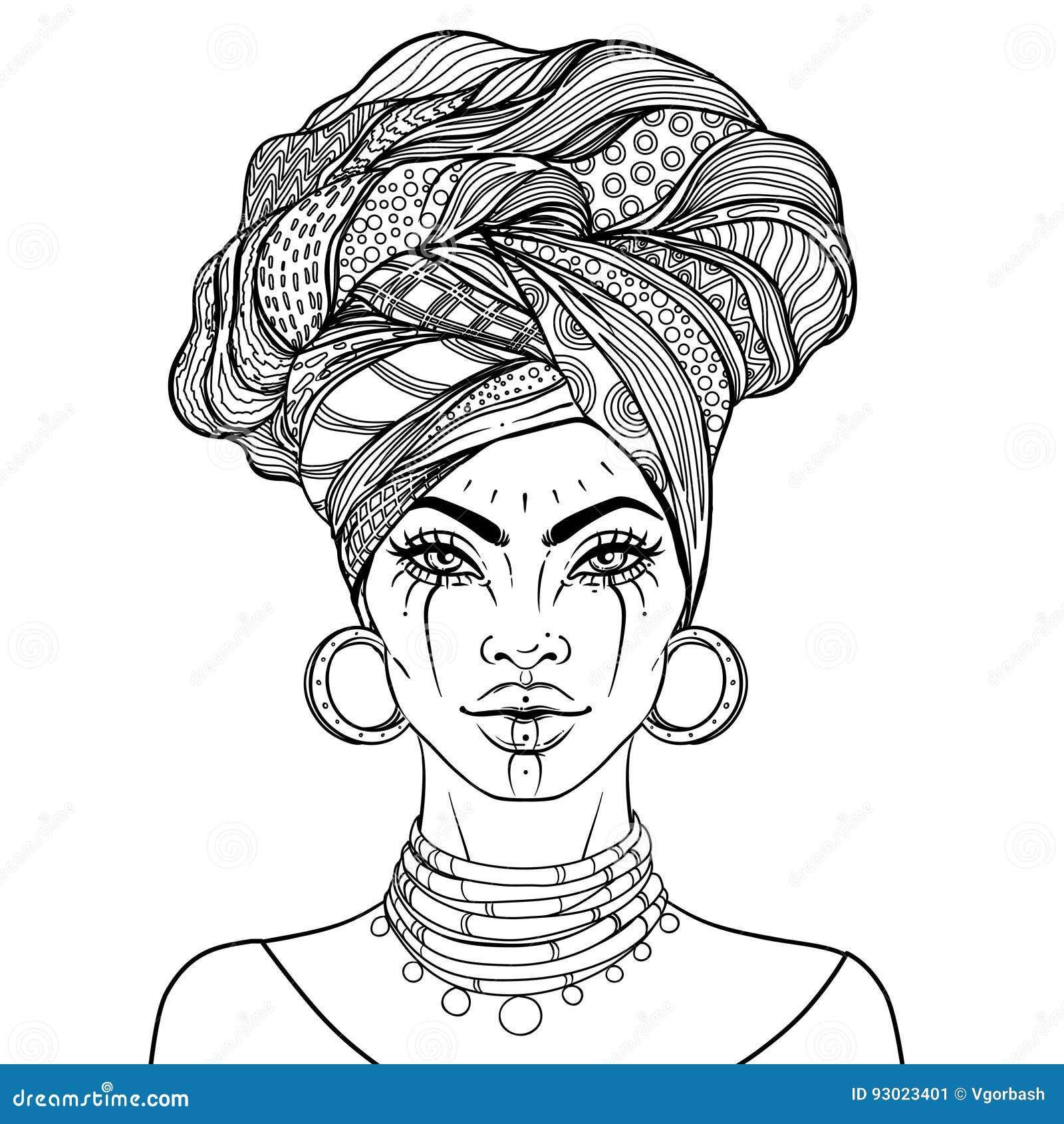 African American Pretty Girl Vector Illustration Of Black Woman Stock