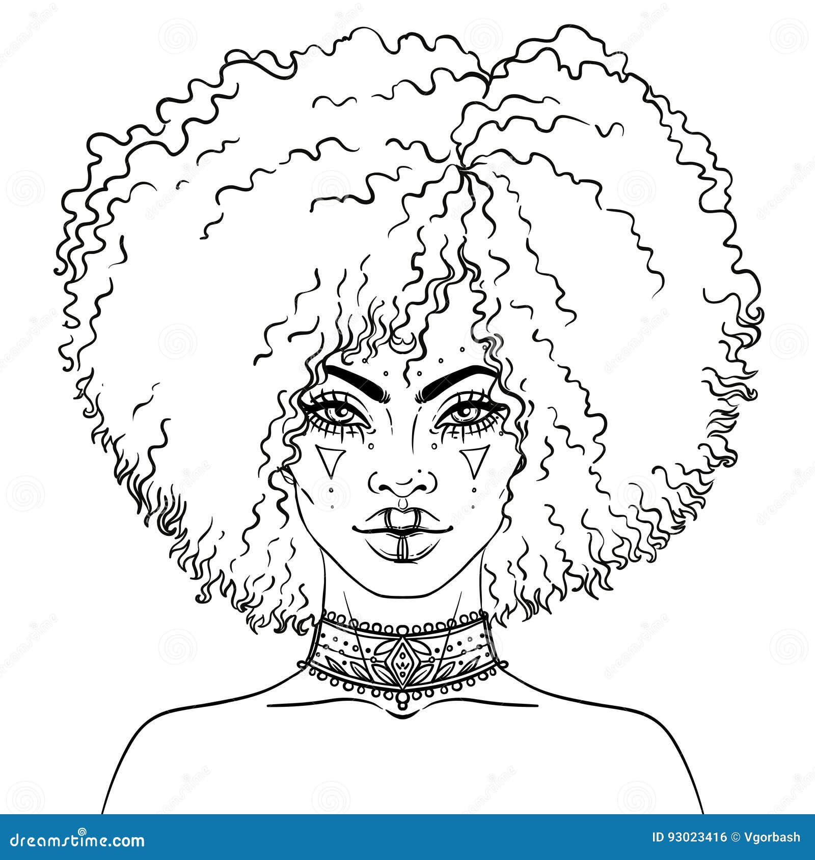 African American Pretty Girl Vector Illustration Of Black Woman