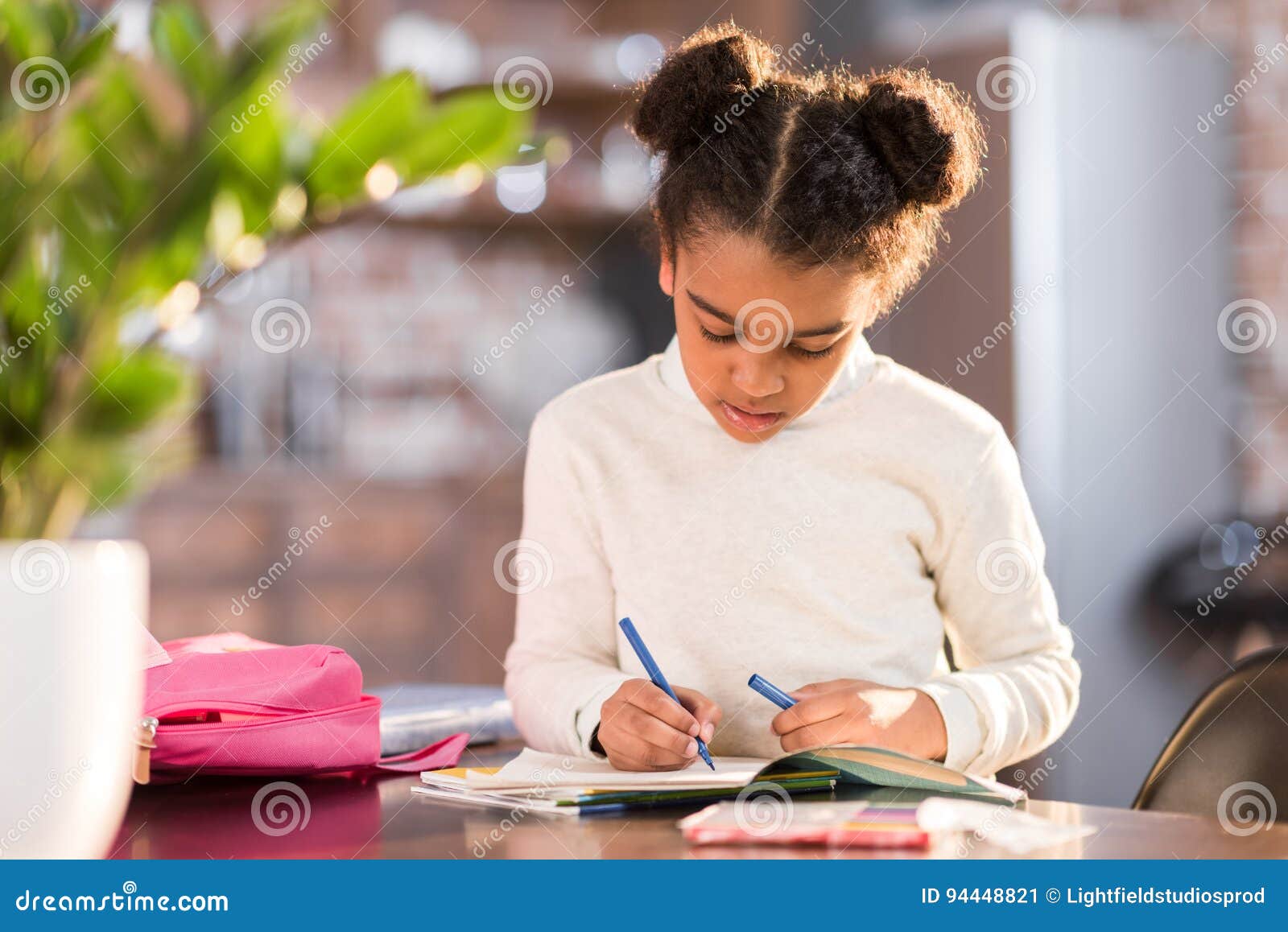 black person doing homework