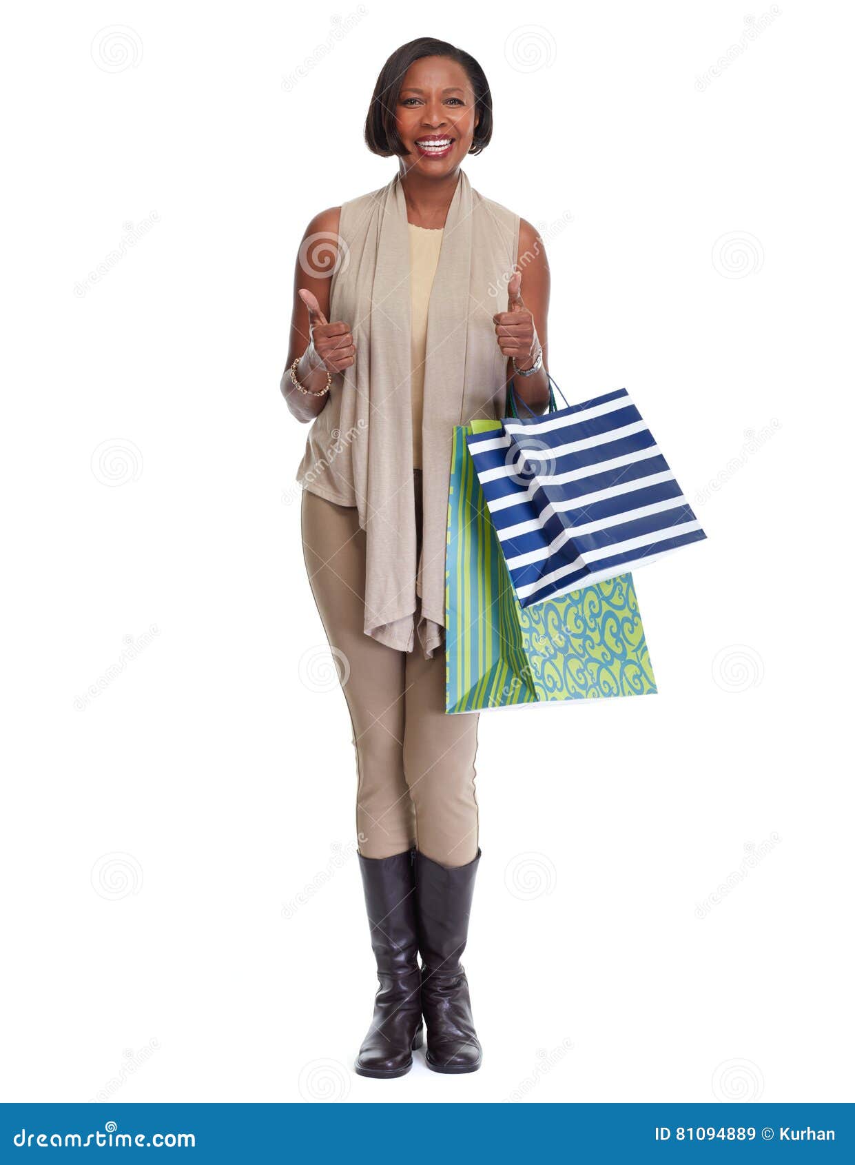 African-American Shopping Woman. Stock Image - Image of cheerful, beautiful: 81094889