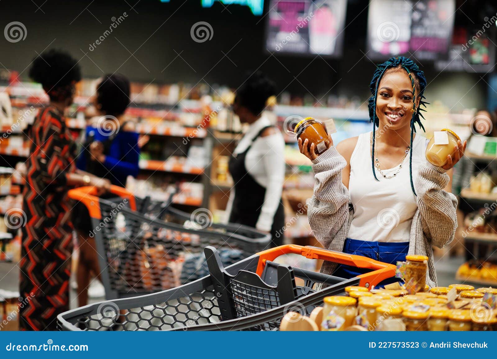 Group of African Woman in Supermarket Stock Image - Image of black ...