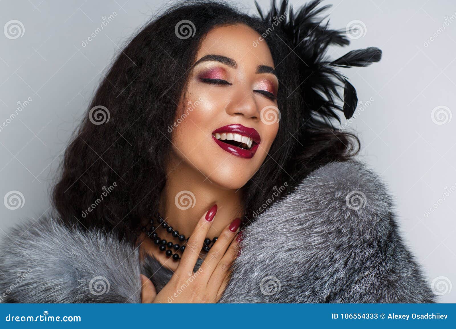African American Woman With Dark Brown Skin Stock Image