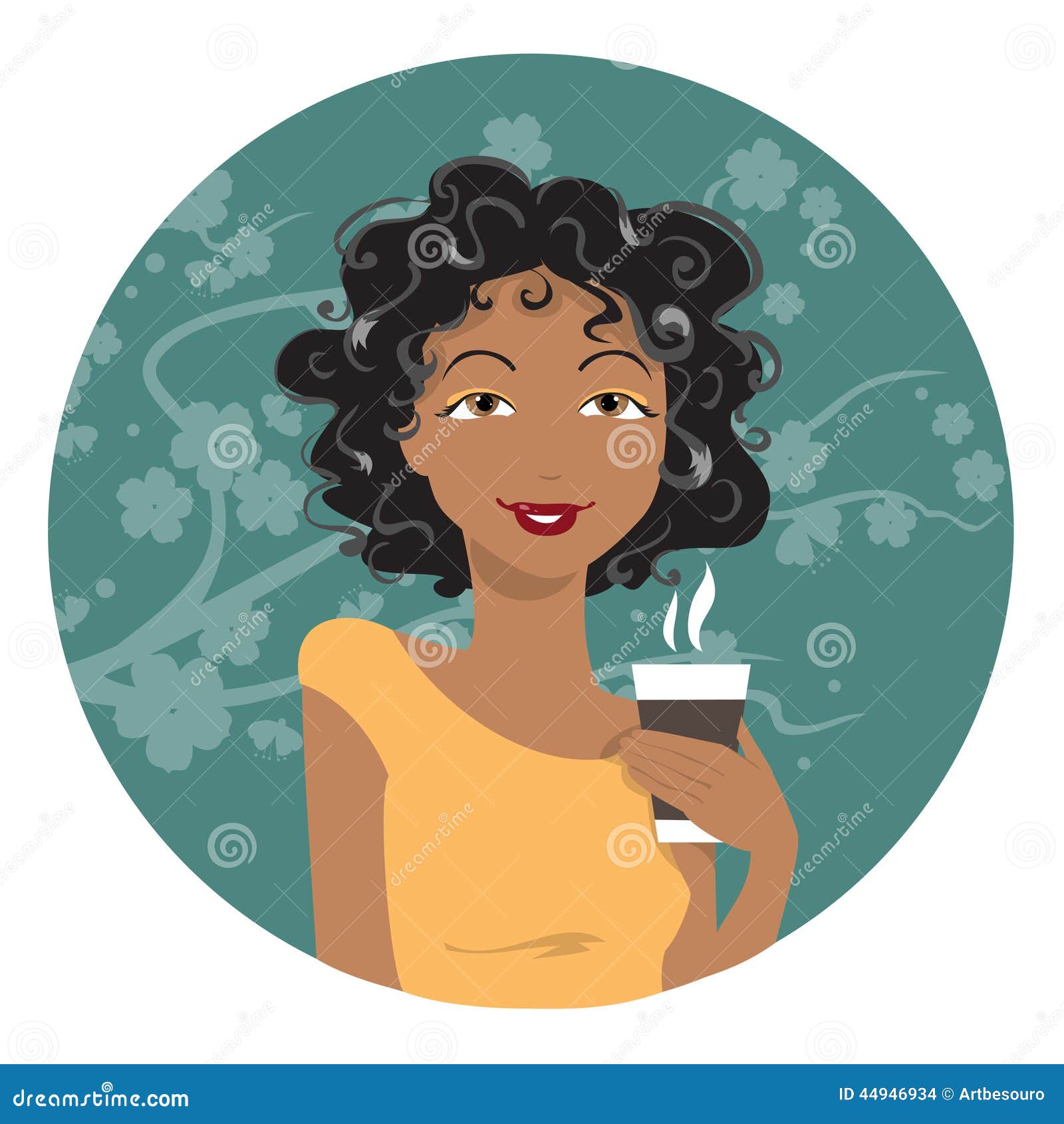 African American Woman Drinking Coffee Stock Vector Illustration Of