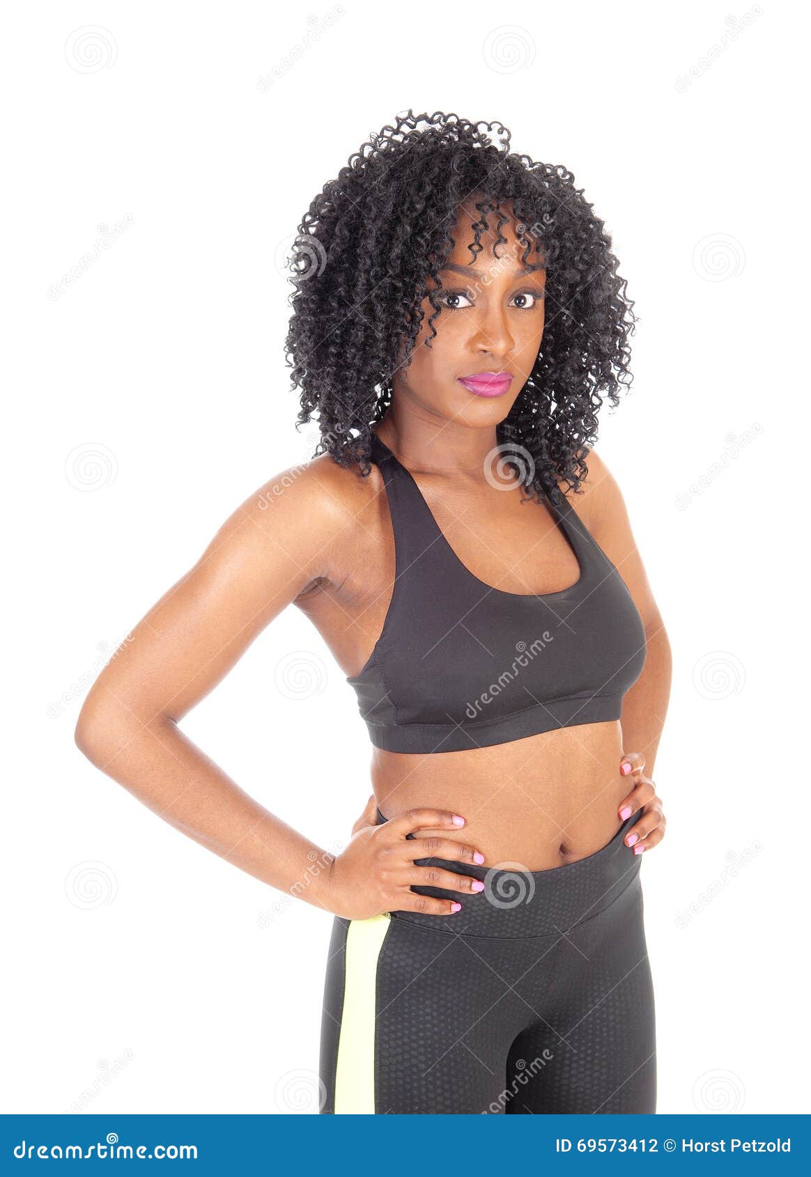 African American Woman in Exercise Outfit. Stock Photo - Image of