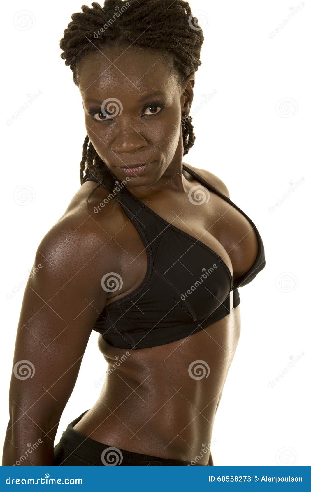 African American Woman Fitness Black Upper Body Side Stock Image