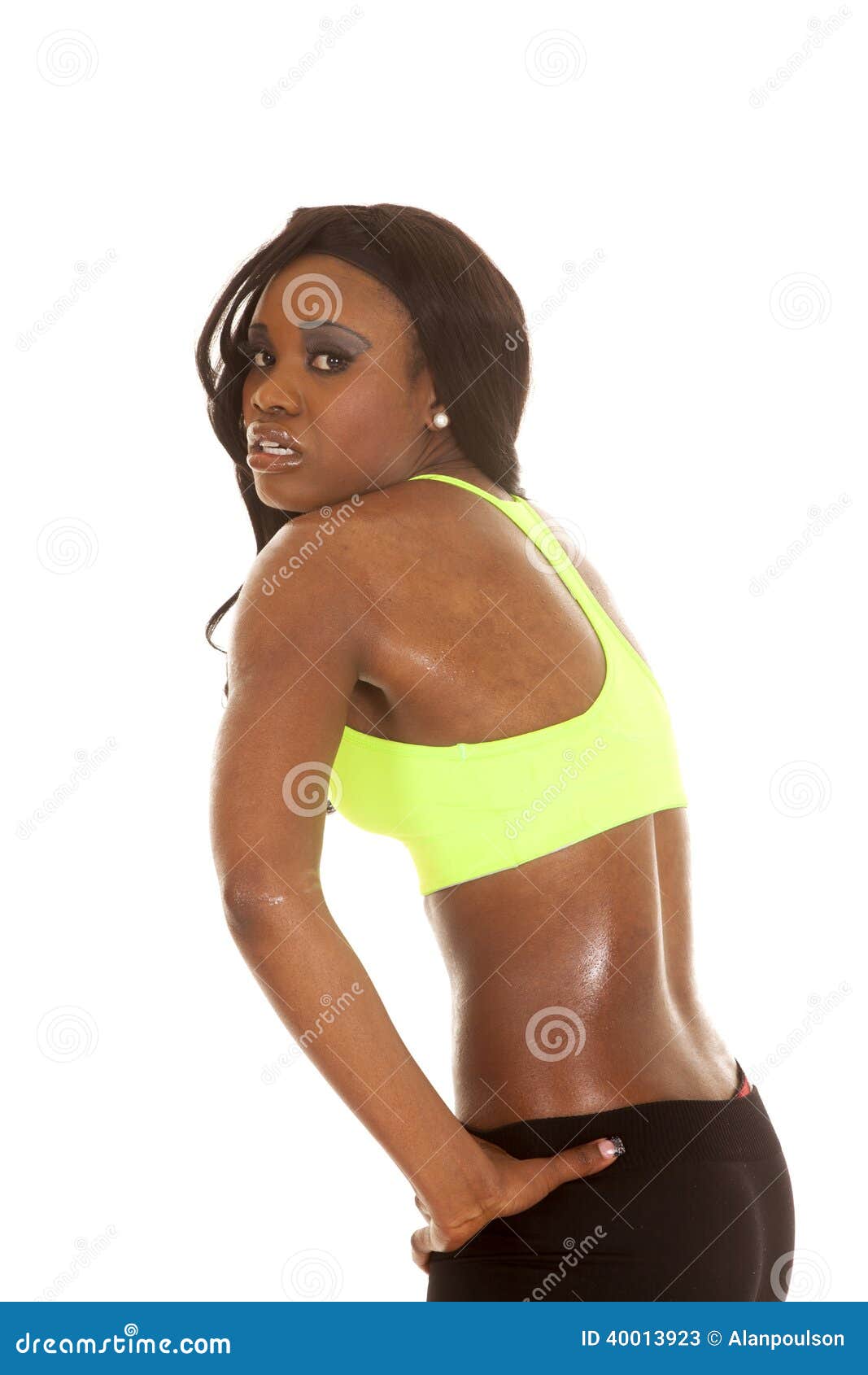 African American Woman Fitness Black Upper Body Side Stock Image - Image of  flexing, dark: 60558273