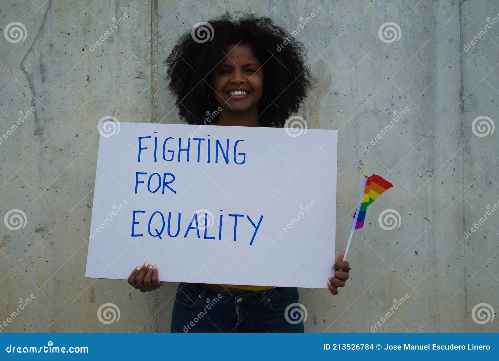 African-american Woman Happy Demanding Equal Rights for People of the Same Sex without Distinction of photo