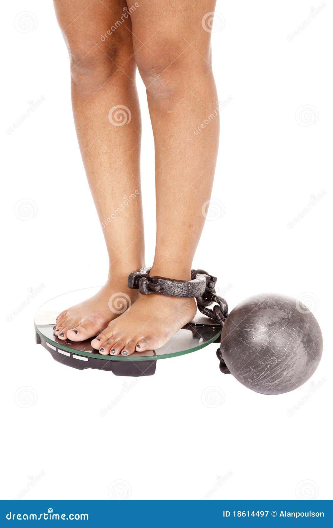 African American Woman Legs On Scales Chain Stock Image