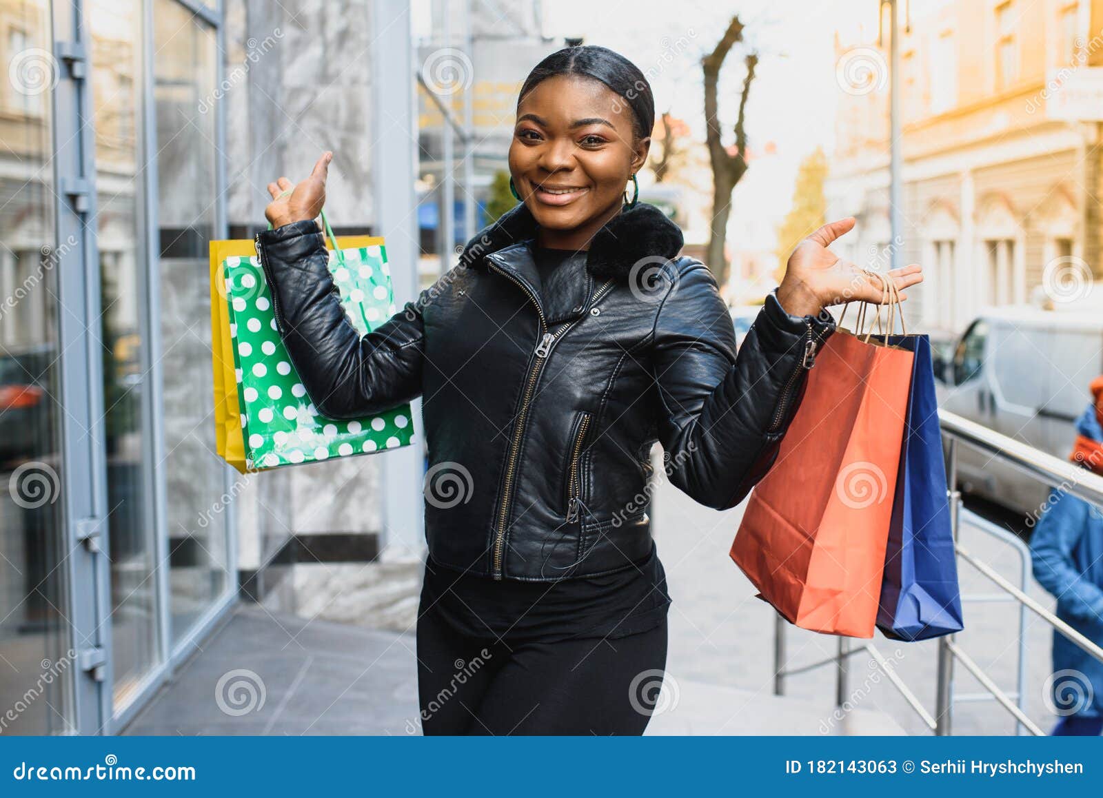 African American Woman Shopping. Seasonal Discounts Stock Image - Image ...
