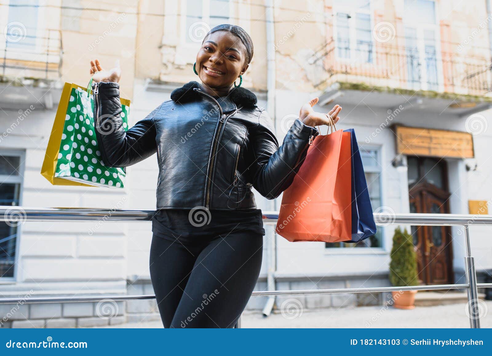 African American Woman Shopping. Seasonal Discounts Stock Image - Image ...