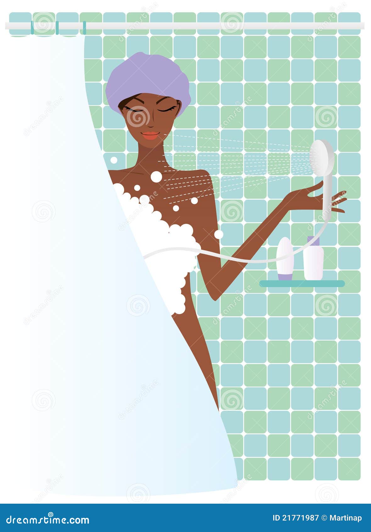 African American Woman in Shower Stock Vector - Illustration of ethnic ...