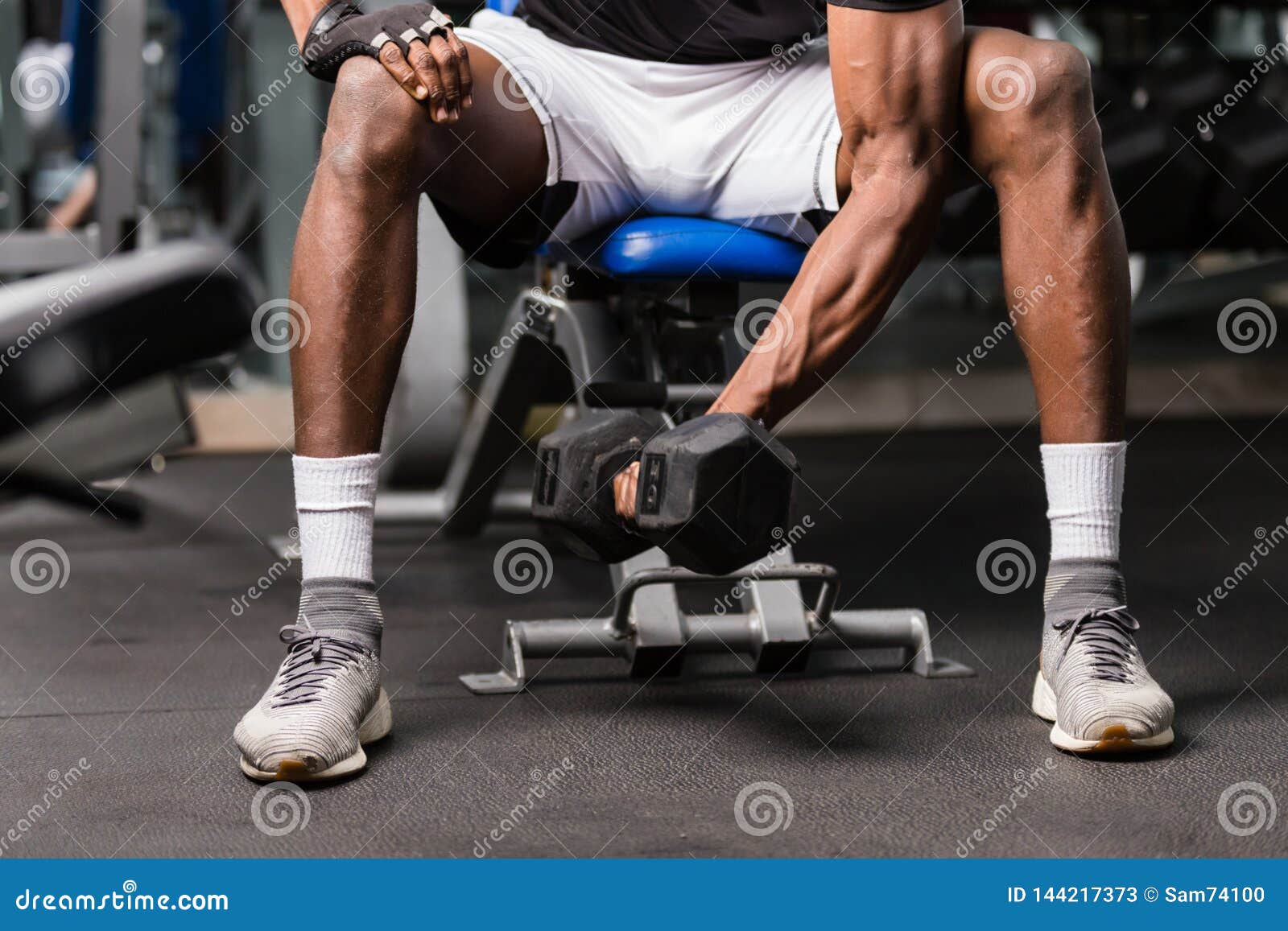 African American Young Man Doing Workout at the Gym Stock Image Image