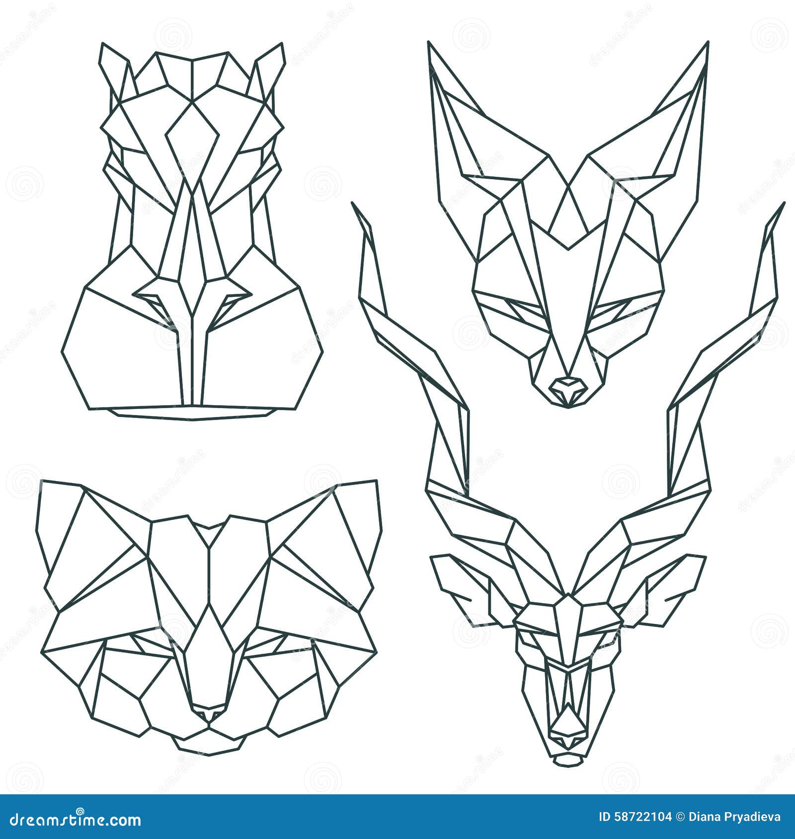 Download African Animal Icons, Vector Icon Set. Abstract Triangular ...