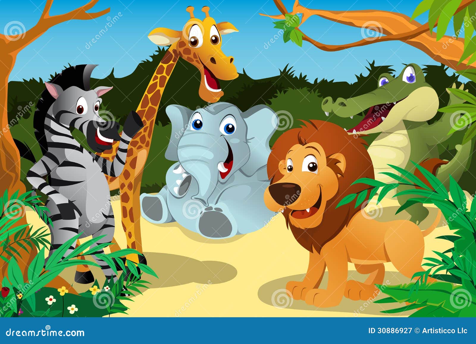 African Animals in the Jungle Stock Vector - Illustration of character,  safari: 30886927