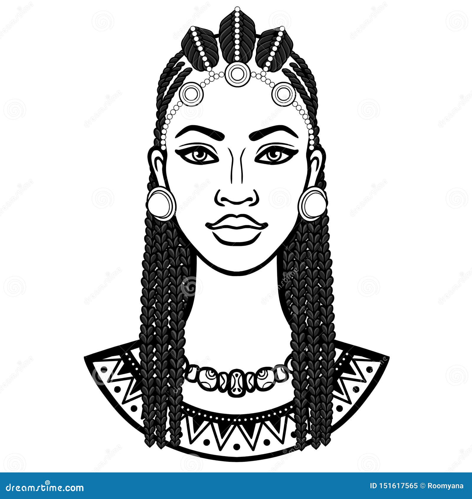 African Beauty: Animation Portrait of the Beautiful Black Woman in Afro Hair.  Stock Vector - Illustration of ethnic, appearance: 151617565