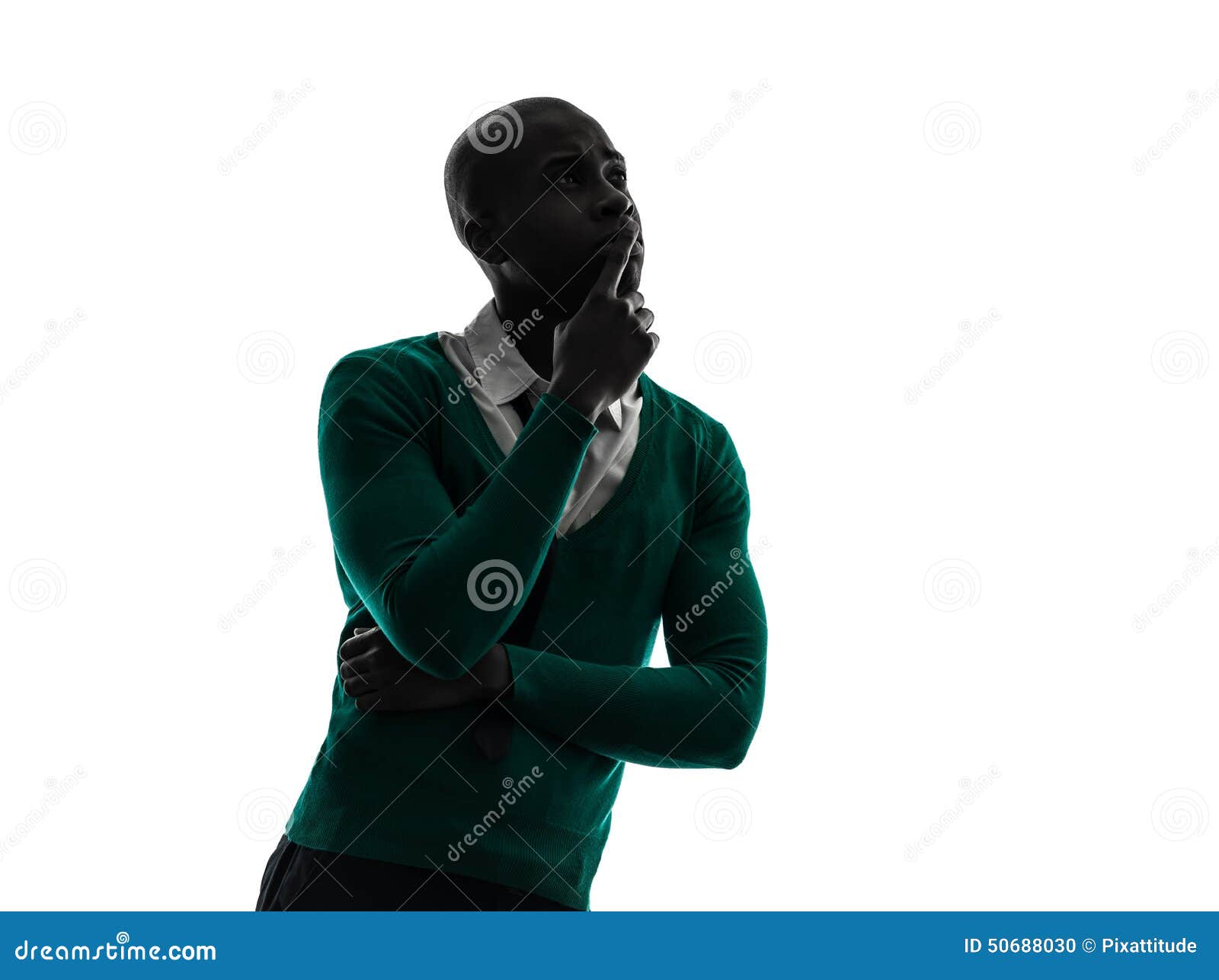 African Black Man Thinking Pensive Silhouette Stock Images Download