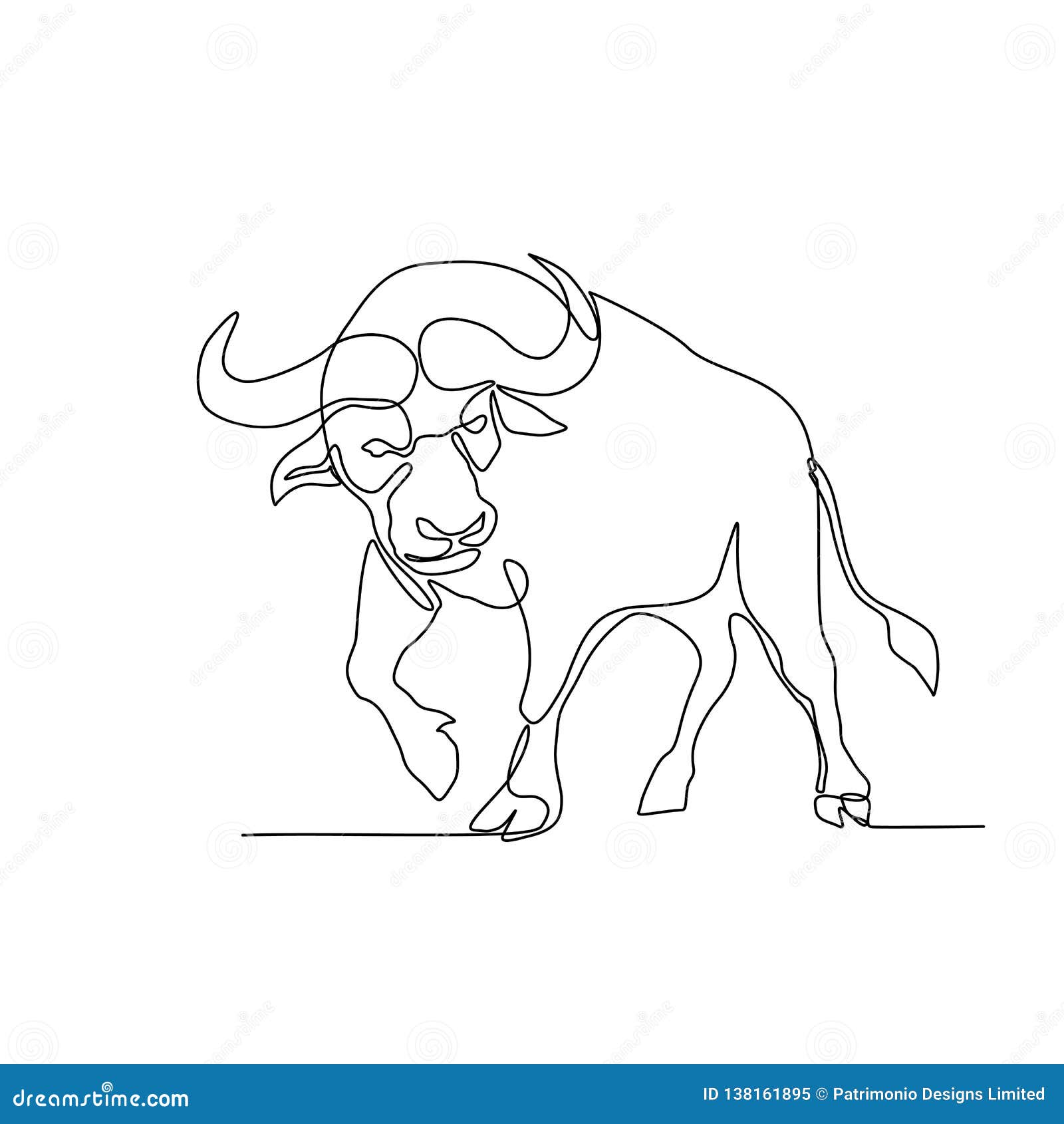 African Buffalo Continuous Line Stock Vector - Illustration of ...