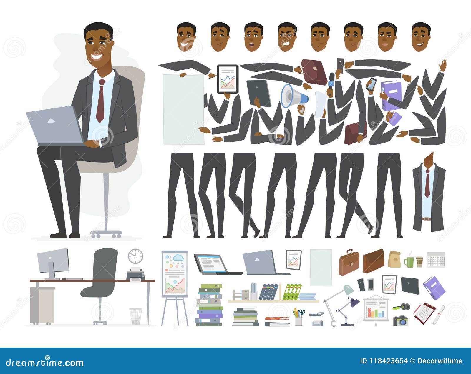 African Businessman - Vector Cartoon People Character ...