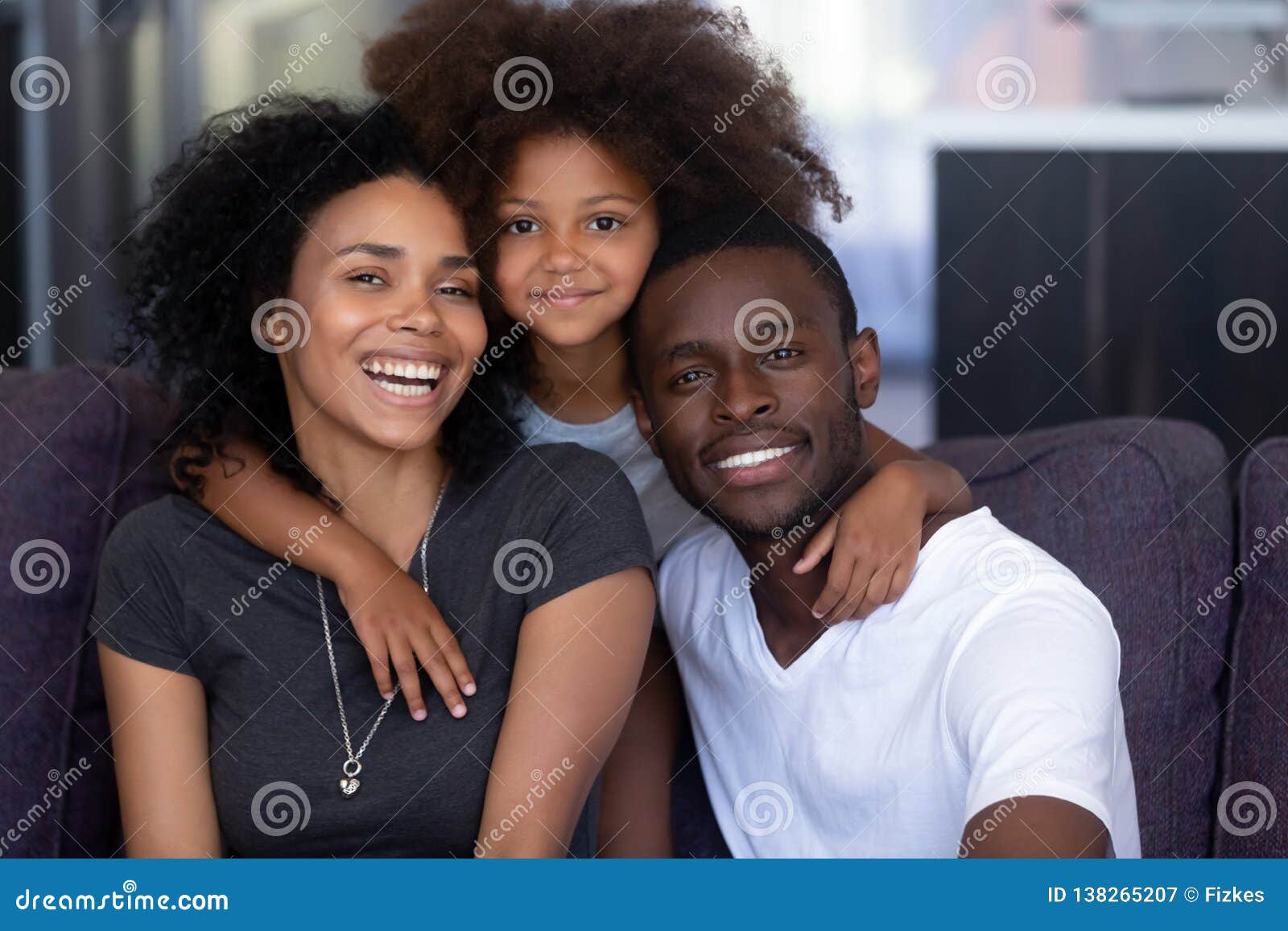 African Child Daughter Embracing Young Loving Black Parents, Portrait Stock  Image - Image of daddy, couple: 138265207