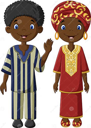 African Children with Traditional Costume Stock Vector - Illustration ...