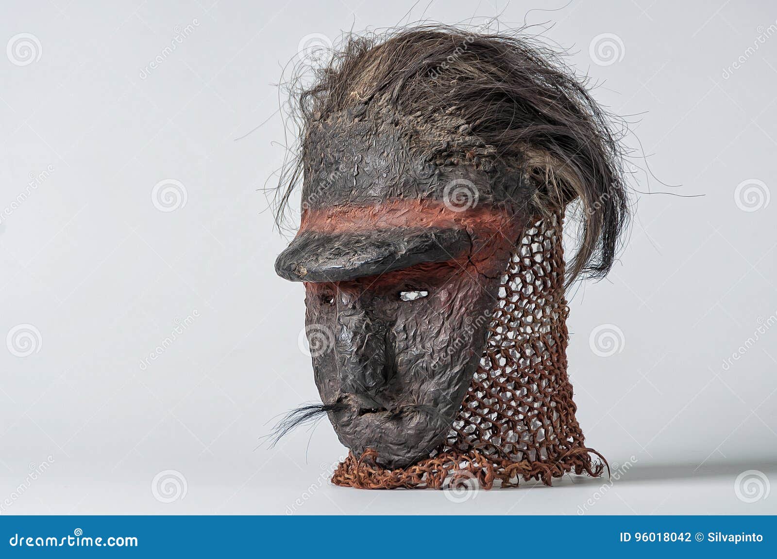 African Clay Mask. with Human Hair Stock Photo Image of ceremonial