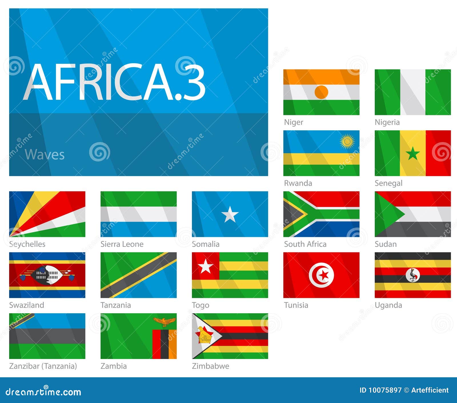 African Countries Part 3 World Flags Series Stock Vector