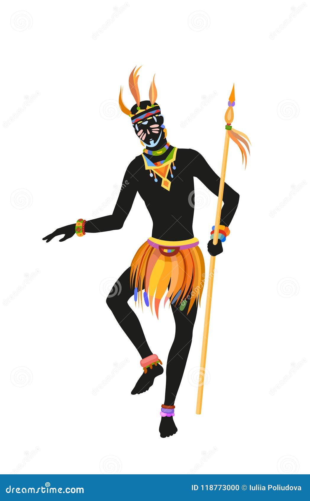 Ethnic dance african man stock illustration. Illustration of fashion -  118773000