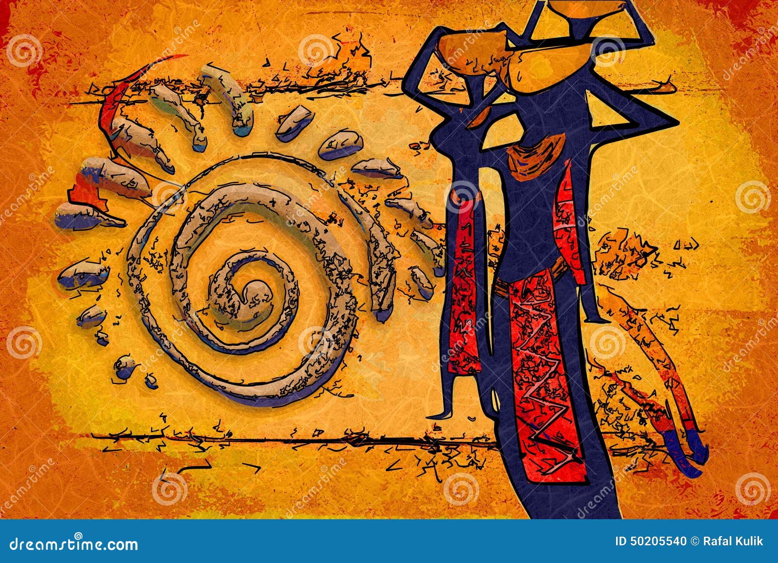 African Ethnic Retro Vintage Art Stock Illustration Image 50205540