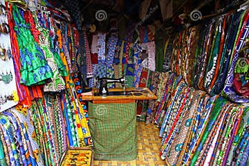 African Fabric/Textile Shop Stock Image - Image of indigo, bolts: 27979973