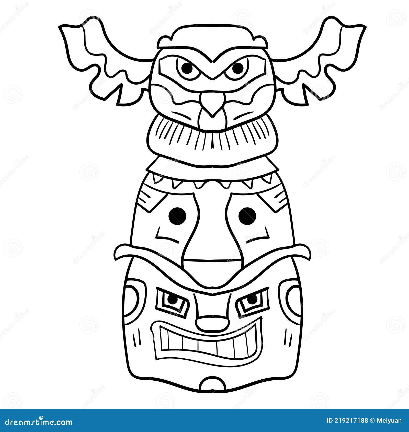 Totem Bird Made of Stone or Wood. Landmark Vector, Native Idol. Vector ...