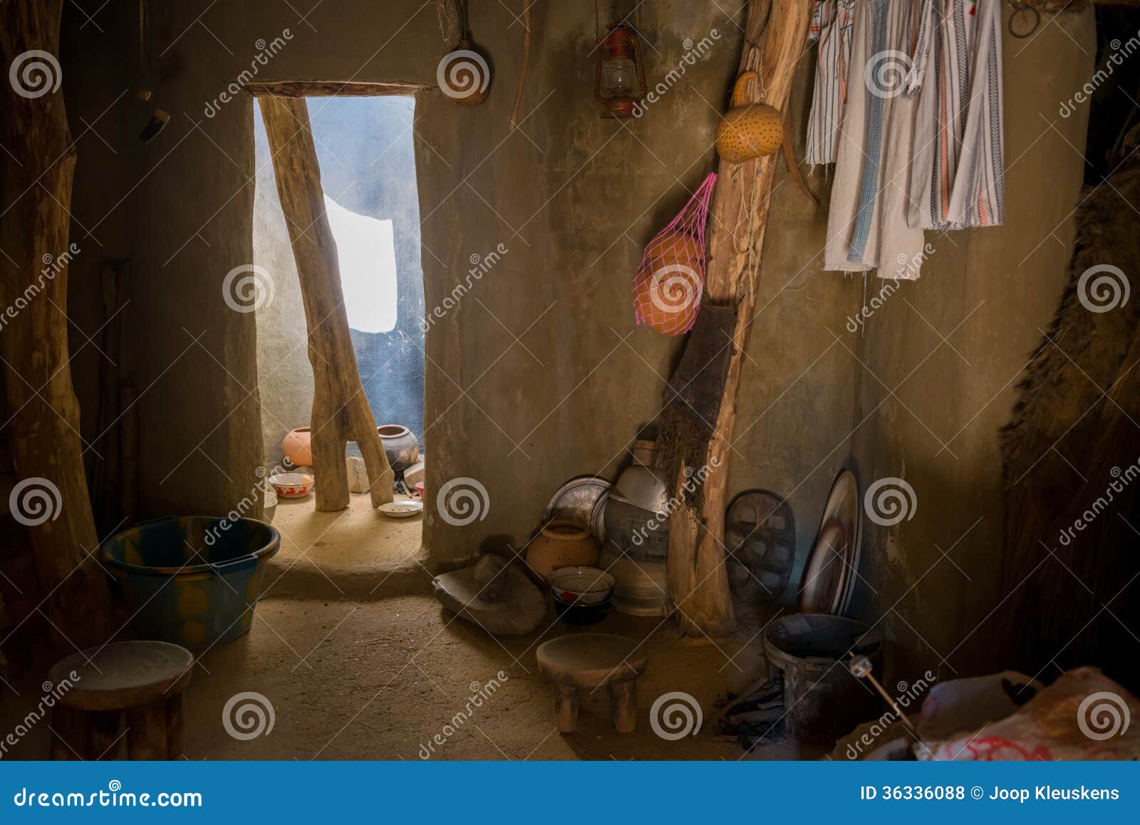 african hut interior