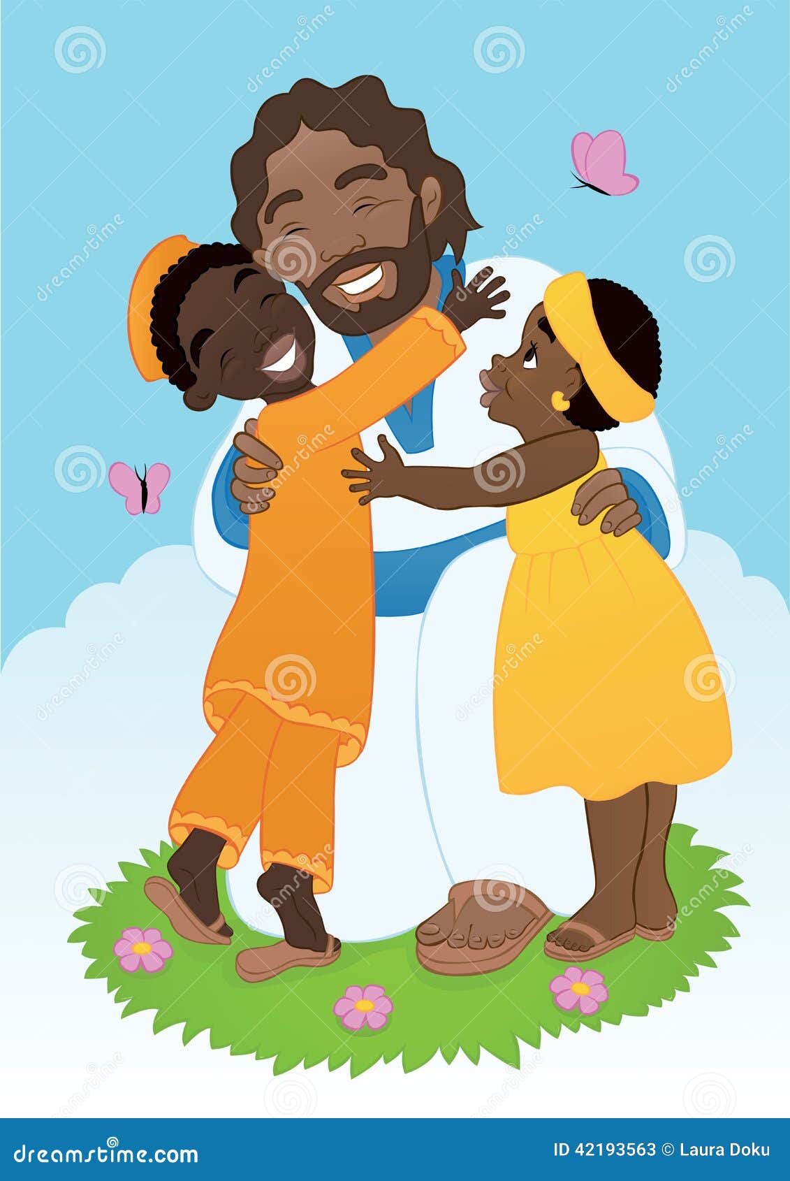 African Jesus with Children Stock Vector - Illustration of ...