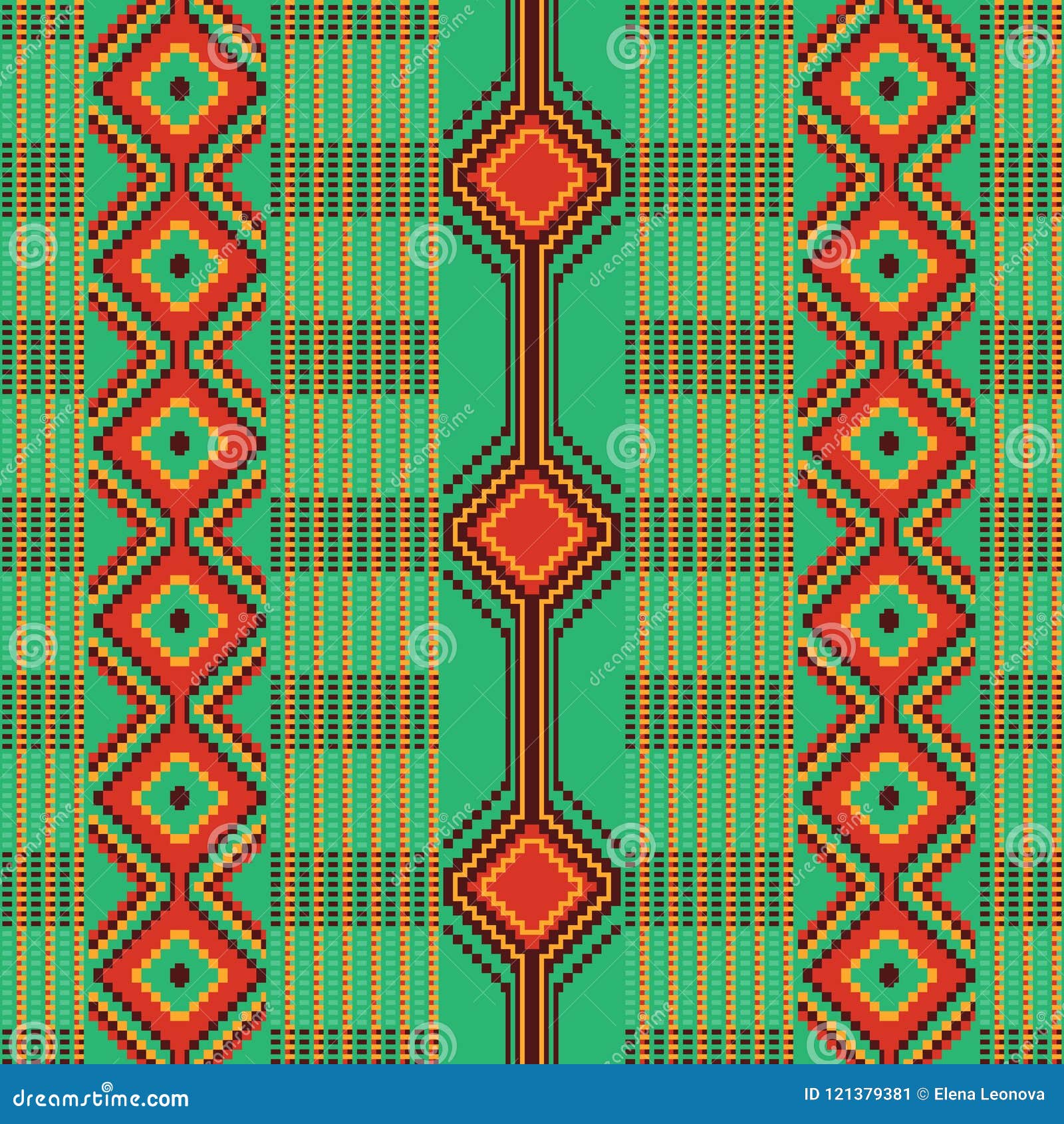 African Kente Cloth, Ethnic Fabric. Seamless Geometric Pattern