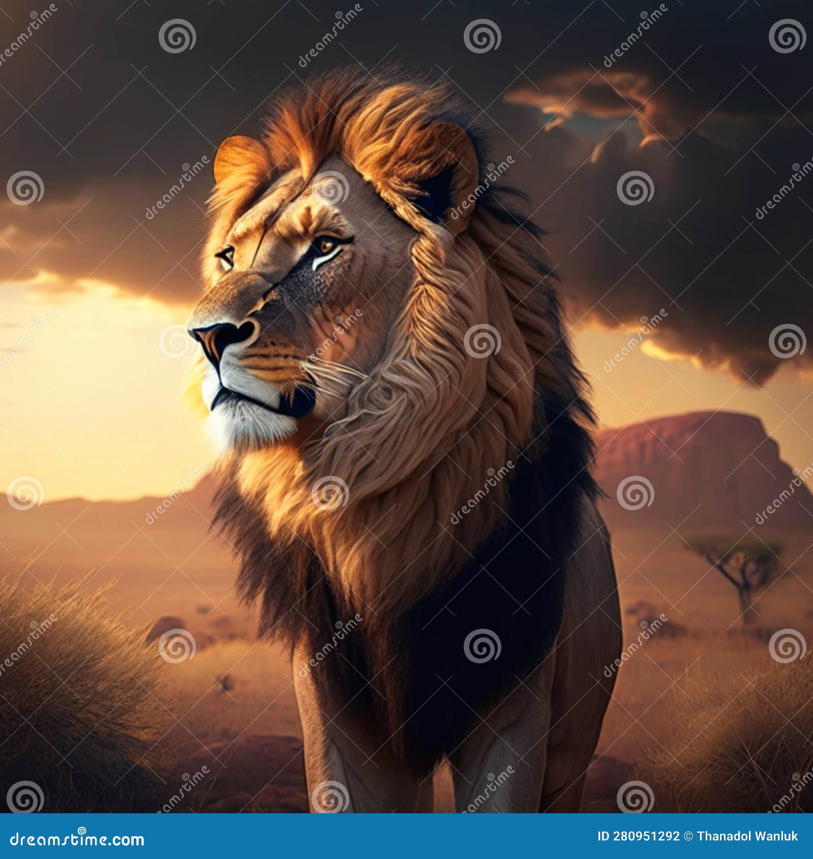 The African Lion (Panthera Leo) is a Majestic and Iconic Big Cat Native