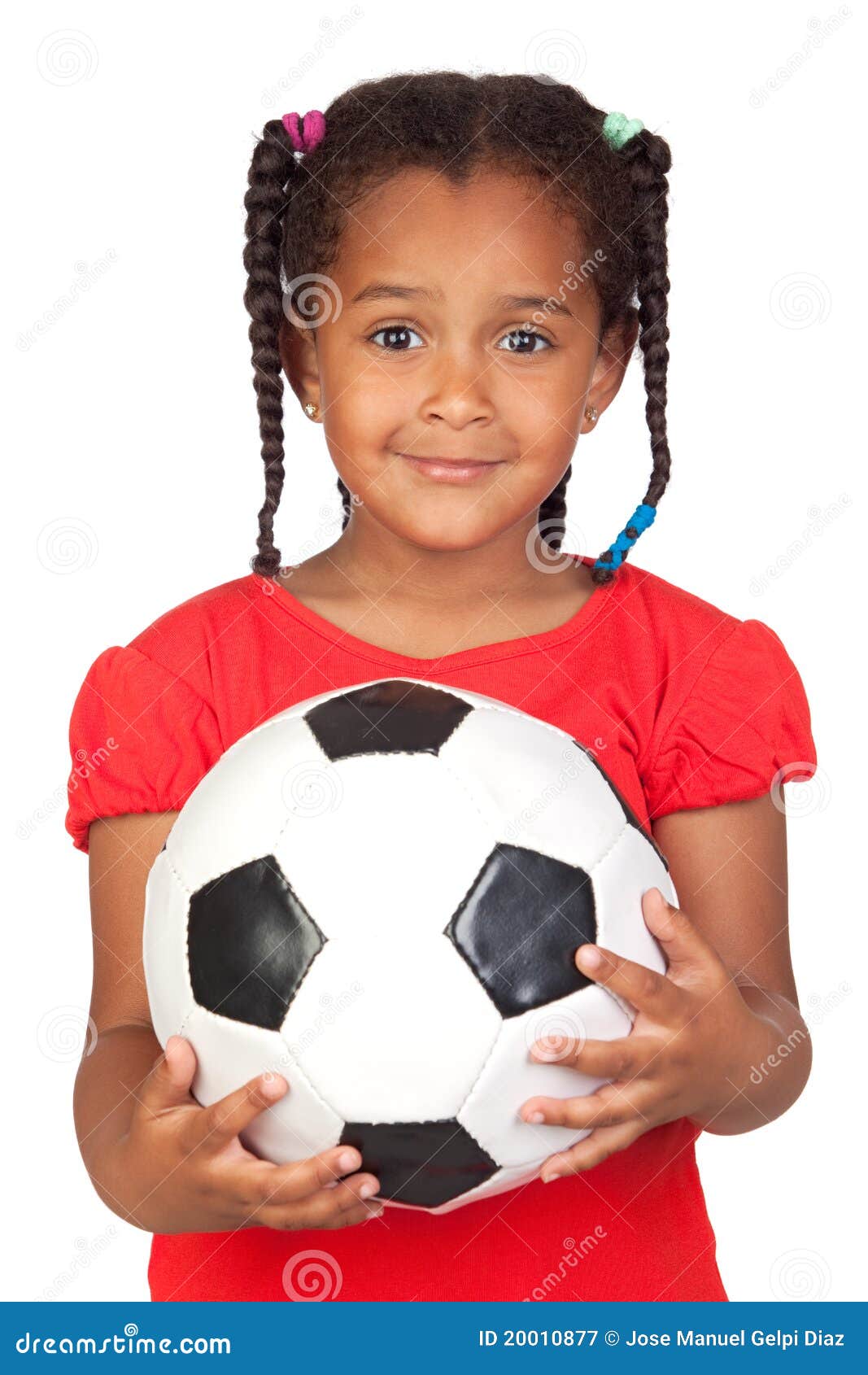 African Little Girl with a Soccer Ball Stock Image - Image of children ...